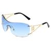 Gafas de sol sin montura de una sola pieza de nueva moda transfronteriza Y2K cámara callejera adelgazantes anti-ultravioleta