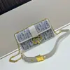 Nuevo Bolso de Hombro Cruzado Montaigne de Lona de Alta Gama de Dior con Cadena y Monograma, Estilo Silla de Montar, para Primavera y Verano, Bolso de Hombro de Moda