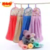 Toalla Colgante Floral de Coral Fleece Delgado 200g, Toalla de Mano para Cocina, Paño de Mano Colgante Absorbente de Secado Rápido