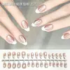 Unhas Postiças Francesas Feitas à Mão Produto Acabado Gelo Translúcido Estilo Novo Transfronteiriço Mais Vendido Desejo Puro Clareamento Toque de Luxo Laço Destacável