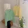 Suéter de Punto Calado de Encaje Pequeño, Suave y Lindo para Mujer, Estilo Coreano de Primavera, Top de Color Sólido Simple con Mangas Largas