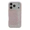 Capa de celular iPhone 18 Pro Max rosa delicado com bolinhas e flor de lírio, adequada para 17 Pro, camada dupla 16 Pro/15
