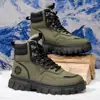Botas Masculinas de Cano Alto Inverno Veludo Quente Sapatos de Algodão Outdoor Impermeáveis Antiderrapantes Pelo Integrado Botas de Neve do Nordeste
