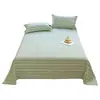 Sábana de Cama de Tela Gruesa Engrosada de Verano Pieza Única de Lino Esterilla Refrigerante Juego de Tres Piezas de Sábana Ajustada para Cama Individual/Doble de Dormitorio