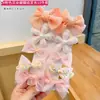 Grampo de cabelo com laço de flor fofo estilo coreano acessórios de cabelo para franja de menina grampo de cabelo infantil não machuca o cabelo acessório de cabeça feminino