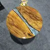Mesa Redonda Pequeña de Resina Epoxi Transfronteriza para Apartamentos Pequeños, Mesa de Café de Lujo Ligero para Sala de Estar, Mesa Redonda Pequeña Sencilla de Madera Maciza para Mirador, Mesa de Café