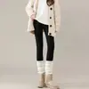 Pantalones de Maternidad Ropa de Abrigo Otoño Embarazo No Constrictivos Soporte para el Vientre Ajustables Petite Capa Base Pantalones Otoño/Invierno Terciopelo Engrosado