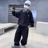Conjunto de Roupa Nova de Primavera para Meninos, Conjunto Casual Esportivo Infantil, Conjunto de Duas Peças com Moletom e Calça de Moletom para Meninos