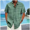 Camisa de Verão Masculina Havaiana Cor Lisa Secagem Rápida Casual Manga Curta Gola Lapela Camisa de Manga Curta Cor Lisa Secagem Rápida