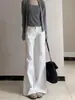 Jeans blancos, no ajustados a la pierna, ligeramente acampanados para mujer, nueva colección primavera/verano 2026, de talle alto, adelgazantes, de corte holgado, pierna ancha, pantalones de largo hasta el suelo