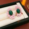 Pendientes de Moda Vintage de la Edad Media Aguja de Plata Flor Ovalada Clip para Oreja Pendientes Retro de Gama Alta Versátiles