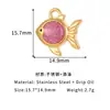 Aço Inoxidável Banhado a Ouro Série Oceano Esmalte Colorido Peixe Dourado Pingente Pulseira Colar Colar DIY Acessórios de Joias