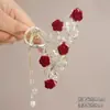 Novo Grampo de Cabelo Rosa Vermelho Chinês Feminino de Alta Qualidade Antigo com Franja para Caminhar Outono e Inverno Elegante Grampo de Cabelo Grampo de Cabelo de Ano Novo