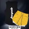 Conjunto Esportivo Masculino Calça de Corrida ao Ar Livre Fitness Verão Basquete Treinamento Secagem Rápida Regata Sem Mangas Roupa de Fitness para Corrida Noturna