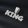 Colgante de Aleación con Letra 'King' Completo de Diamantes con Cierre Grande de Venta Caliente Transfronteriza, Compatible con Cadena Cubana, Joyería de Estilo Europeo y Americano para Collares Gruesos Fábrica