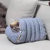 Canil de Gato e Canil de Cachorro de Inverno, Fechado e Seguro, Quente e Aveludado no Inverno, Canil para Animal de Estimação Enrolado para Dormir Gato