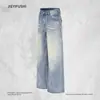 Jeans de mezclilla básicos estilo americano con lavado desgastado para hombre, marca punk de moda, pantalones rectos holgados vintage degradados