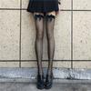 Meias de comprimento médio estilo japonês com laço de seda preta jk Meias de seda preta femininas populares na Internet de verão meias finas de renda sexy acima do joelho