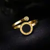 Anillo Abierto con Números Romanos para Mujer, Estilo Europeo y Americano, Exquisito y Moderno, con Diamante en la Cola, Anillo para Dedo Índice, Acero de Titanio, Joyería de Oro de 18 Quilates