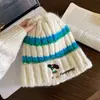 Gorro de Punto Bordado Estilo Japonés de Cachorro de Dibujos Animados para Mujer, Grueso Cálido para Otoño e Invierno, que Protege las Orejas, Dulce Lindo Beanie