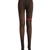 Novos Leggings Lolita Estampados com Fio de Moeda Vermelho 2024 Bolinhas Onduladas Coração Flocado Meia-calça Preta Espessada de Seda