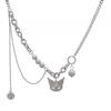 Moda para mujer Colgante de gato calavera de perla collar de costura joyería al por mayor joyería de acero inoxidable diy