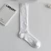 Calcetines Largos Lisos de Punto Transpirables Simples para Mujer de Primavera y Verano, Adelgazantes y Versátiles, Estilo Japonés