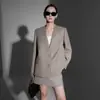 26 Otoño Invierno Nuevo Diseño de Cuello en V con Borde Crudo Hombro Recto Lana Traje Chaqueta Estilo Coreano Versátil Alto Sentido de Gama Blazer