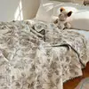 Manta Toalla Acolchada de Gasa 100% Algodón Estilo Francés para Bebés y Niños Pequeños, Manta Pequeña para Siesta, Manta Pura de Algodón para Siesta en Sofá, Manta para Aire Acondicionado