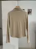 KEKEZOON T-shirt de manga comprida com gola alta lisa de cashmere com proteína, ombro direito, corte justo, camada interna 9160