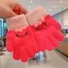 Guantes de Dedos Lindos para Niños Niñas Invierno Prueba de Frío Cálido Juego de Cinco Dedos Conjunto Completo de Dedos Tejido para Bebé Niños de Invierno