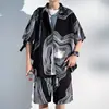 Camisa con estampado integral para jóvenes hombres y mujeres, de seda helada para verano con sensación fresca, de manga corta, estilo hawaiano, ropa de playa/cárdigan