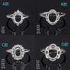 Anillo de plata S925 soporte vacío DIY cara de huevo cara cortada soporte incrustado zafiro rojo turmalina cristal accesorios de piedra natural