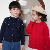 Ropa para Niños Cuello Redondo Cardigan de Punto de Bolas Colorido Suéter Abrigo de Algodón para Niñas Cardigan de Punto de Bolas Colorido Hecho a Mano al por Mayor