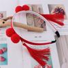 Accesorios para el cabello antiguos para niños, festivos, rojos, de Año Nuevo, con borlas de flores, diadema con rosas, horquilla, joyería Hanfu, colocación antigua