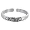 Pulsera Abierta de Cobre Plateado con Flor de Peonía Tallada Tridimensional de Estilo Chino Artístico y Elegante, Pulsera de Temperamento Simple de Lujo Ligero, Venta Directa