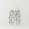 Pantalones largos de algodón para bebé, de cintura alta, protectores de barriga, adecuados para bebés y niños pequeños, pantalones largos de capa base para otoño, pantalones de cintura alta grado A para bebés y niños pequeños