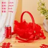 Suprimentos de Casamento Estilo Chinês Cesta de Flores Grande Vermelha Cesta para Florista e Madrinha Espalhar Flores Cesta de Vime Tecida Manual com Pétalas