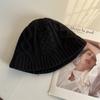 Gorro de cubo pequeño de jacquard tejido de hilo de cachemira estilo coreano para mujer, cálido de otoño e invierno, sombrero de pescador trenzado, estilo adulto moderno