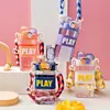 Vaso de Agua Cuadrado de Doble Bebida de Internet Rojo Niños de Primaria Alto Valor de Color Deportes Portátil Escuela Hervidor Especial Vaso de Verano