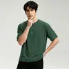 Camiseta de verano para hombre de manga corta, estilo americano, algodón puro de peso pesado, 300 g, cuello redondo, 100% algodón, top liso de alta gama