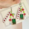 Colgante Estilo Coreano Ins Temática Navideña, Llavero Tejido con Cuentas Florales de Manzana, Etiqueta Cuadrada de Árbol de Navidad, Colgante para Bolso