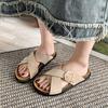 Usa Chanclas Retro, Zapatos Versátiles Casuales de Playa, Sandalias, Pantuflas Birkenstock, Suela Plana para Mujer, Nuevo Estilo, Verano 2025