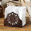 Porta-pañuelos de madera con girasol tallado creativo para coche, dispensador de pañuelos de escritorio, decoración de mesa de restaurante