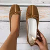 Sapatilhas Femininas de Bico Quadrado, Sapatos Baixos com Textura Retrô, Design Lateral Patchwork com Laço, Sapatos Femininos Versáteis, Respiráveis para o Verão