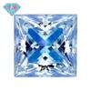 Huagang Gem Square Ângulo Reto Azul Mar Moissanite Pedra Nua Superfície Anelada Azul Claro Mosan Diamante Nu Princesa Quadrado