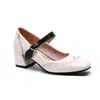 Zapatos Mary Jane de Tacón Medio, Talla Grande, Punta Cuadrada, Superficie de Cuero 921