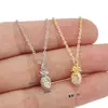 Collar con Colgante de Piña Incrustada con Circonita de la Serie de Frutas Luochen, Joyería Divertida y Peculiar de Diseño de Nicho, Cadena para Clavícula Personalizada