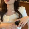 Collar de perlas Fever del mismo estilo para mujer, ligero, de lujo, de alta gama, elegante, de alta sociedad, cadena de clavícula francesa, accesorios de collar que combinan con todo.
