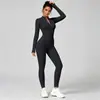 Mono de una pieza con bloques de color estilo europeo y americano, cuello alto, media cremallera, ropa de fitness para mujer, ropa para deportes de alta intensidad y yoga 8326